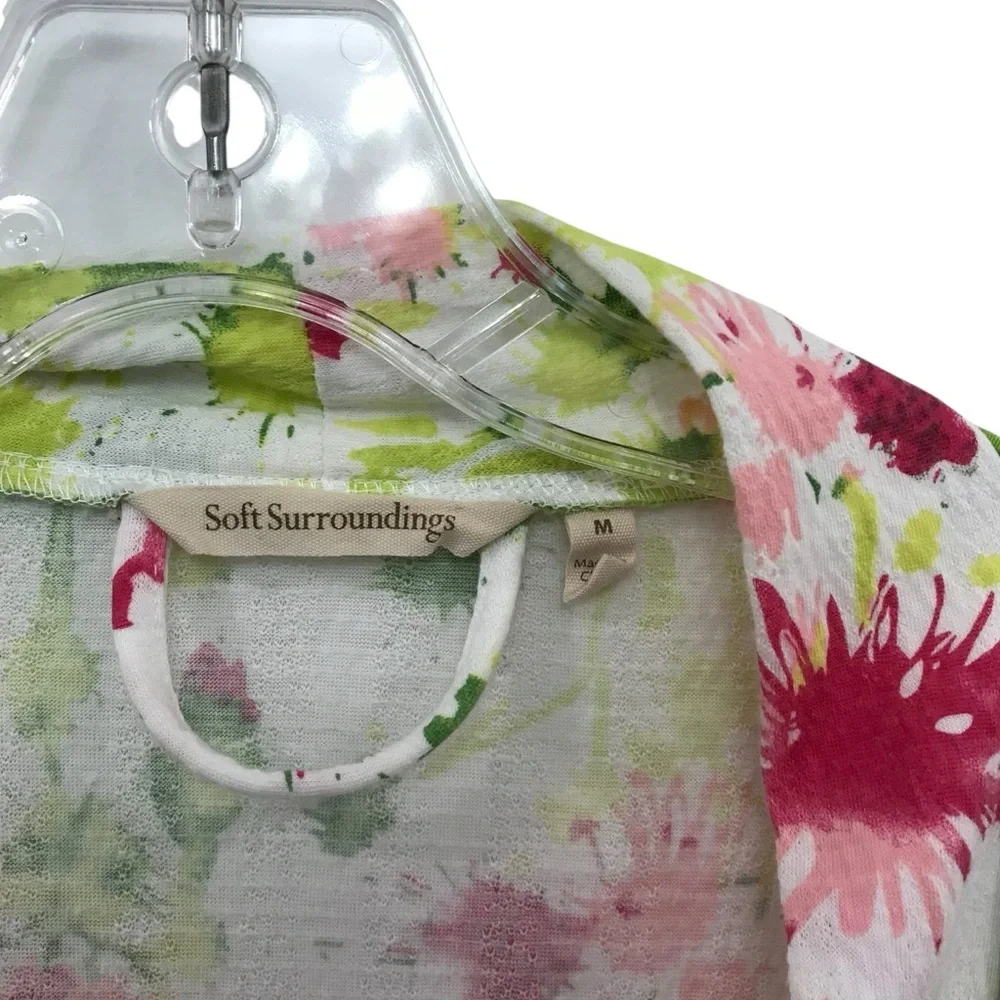 Soft Surroundings Floral Painterly Robe Medium with Tie and Pockets - Picture 3 of 4